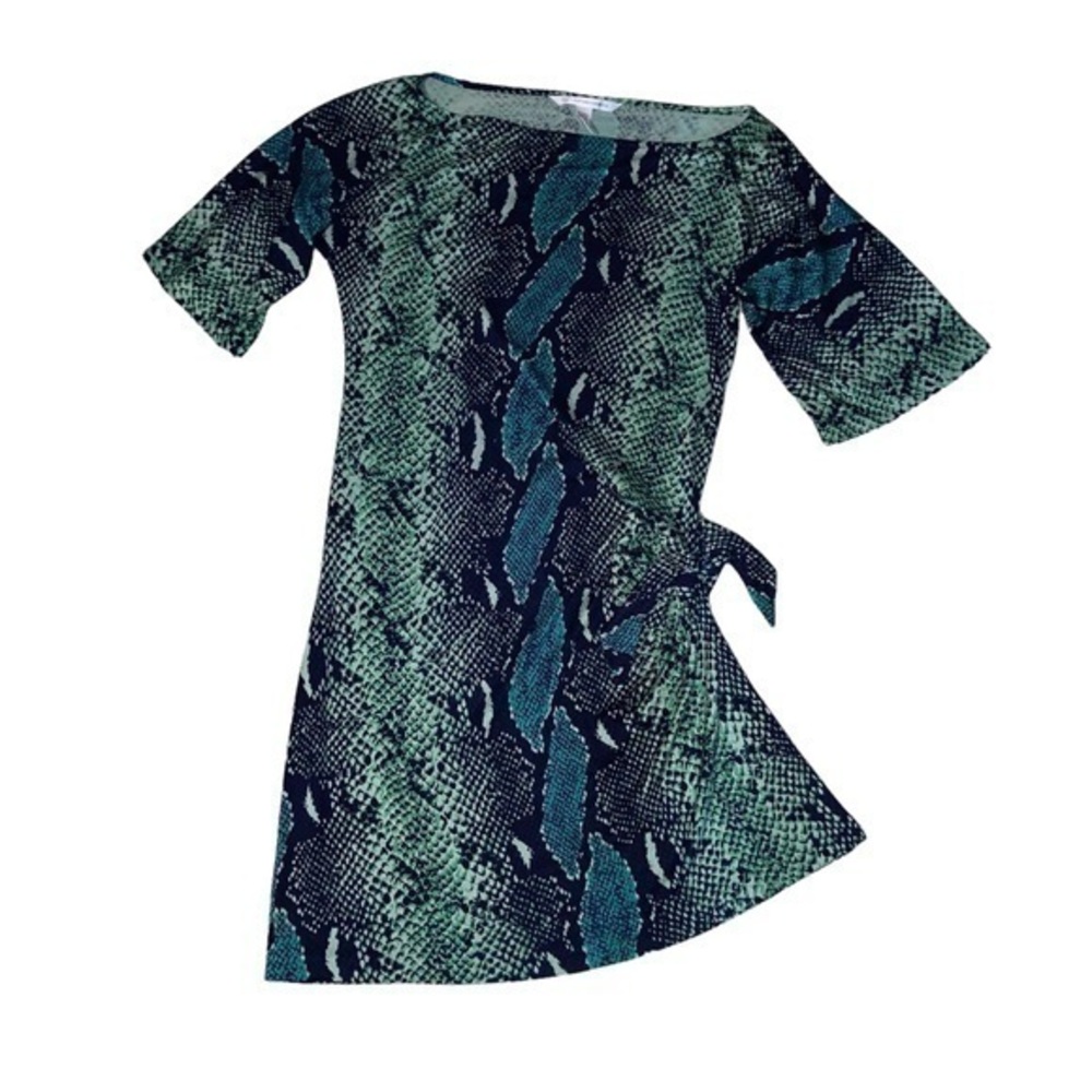 Diane von furstenberg hesta green python print silk dress 6